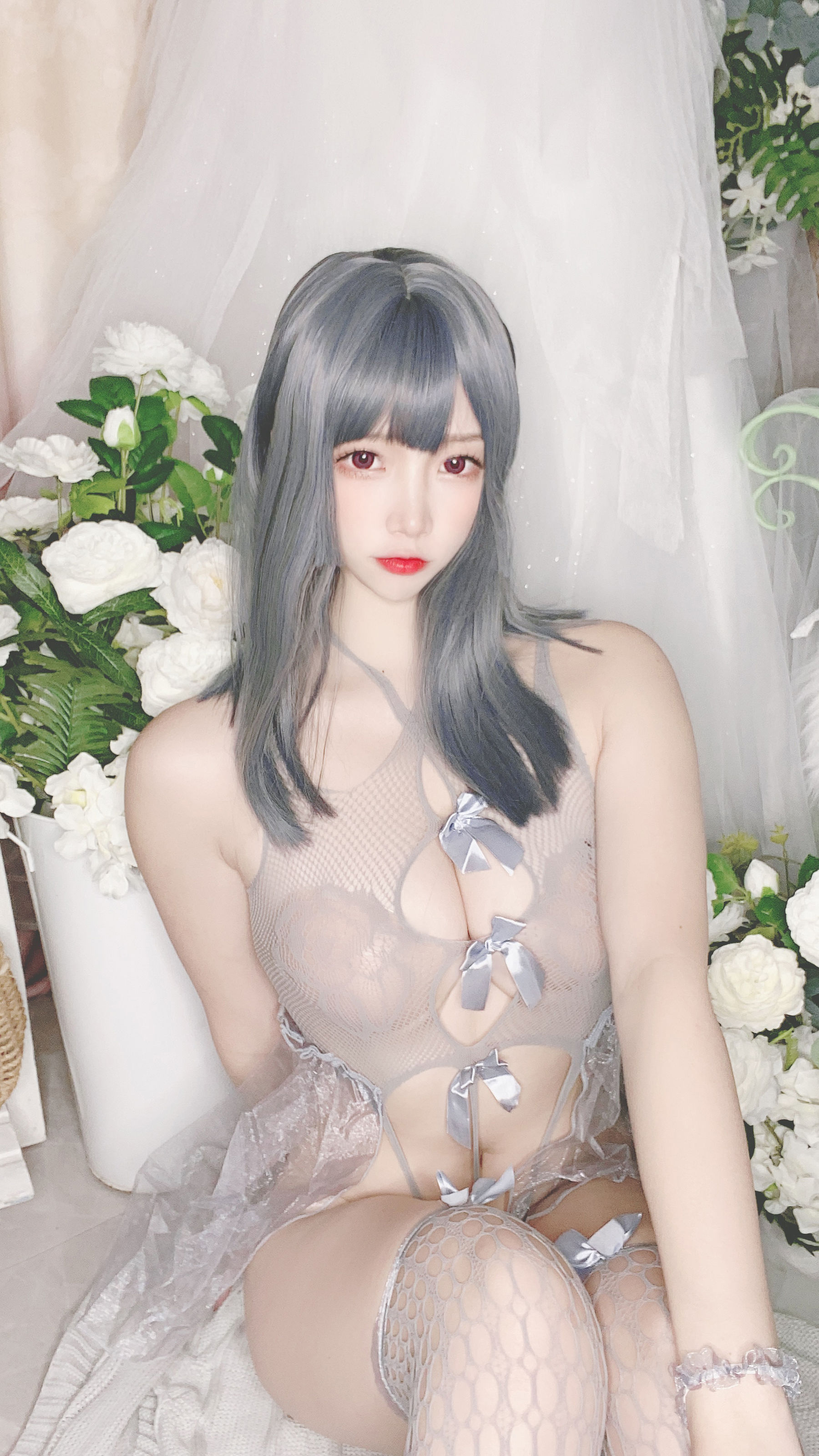 [Cosplay写真] 人气Coser二佐Nisa - 蓝色网状比基尼 第1张图