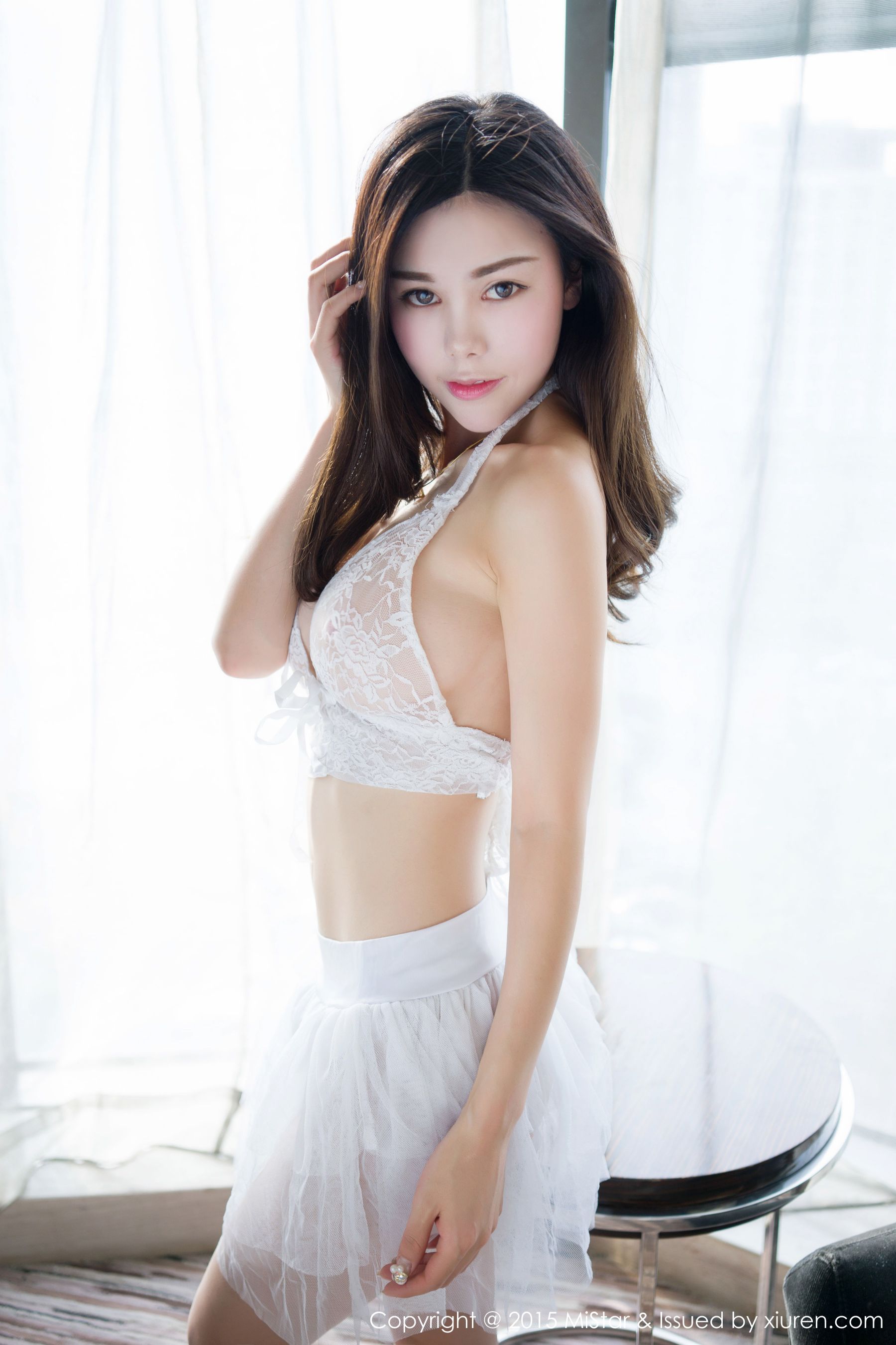 沈佳熹《蕾丝婚纱+透视针织衫》 [魅妍社MiStar] Vol.048 第6张图