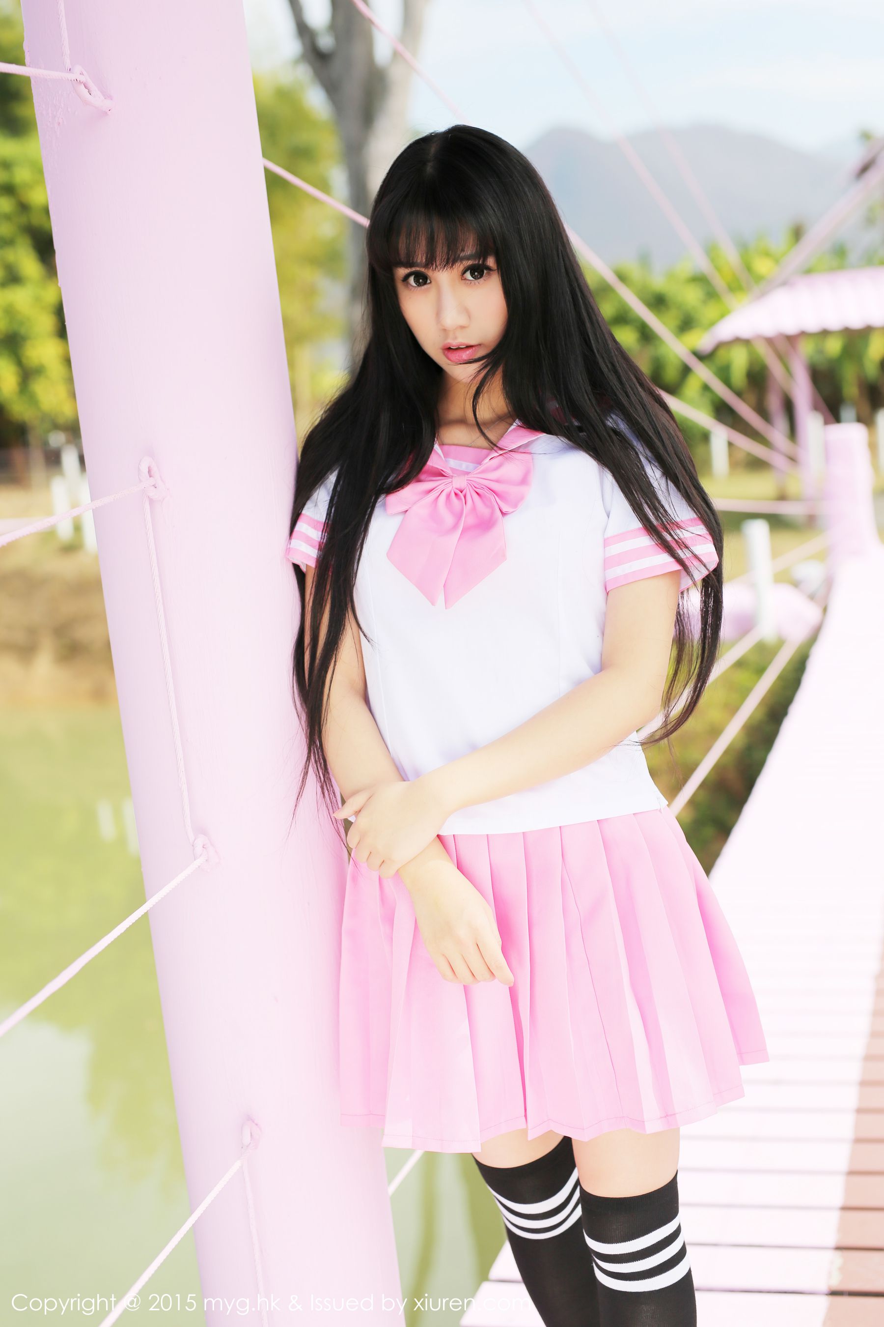 杨晓青儿《泰国Pai县》校服+热裤+内衣 [美媛馆MyGirl] Vol.099 第1张图