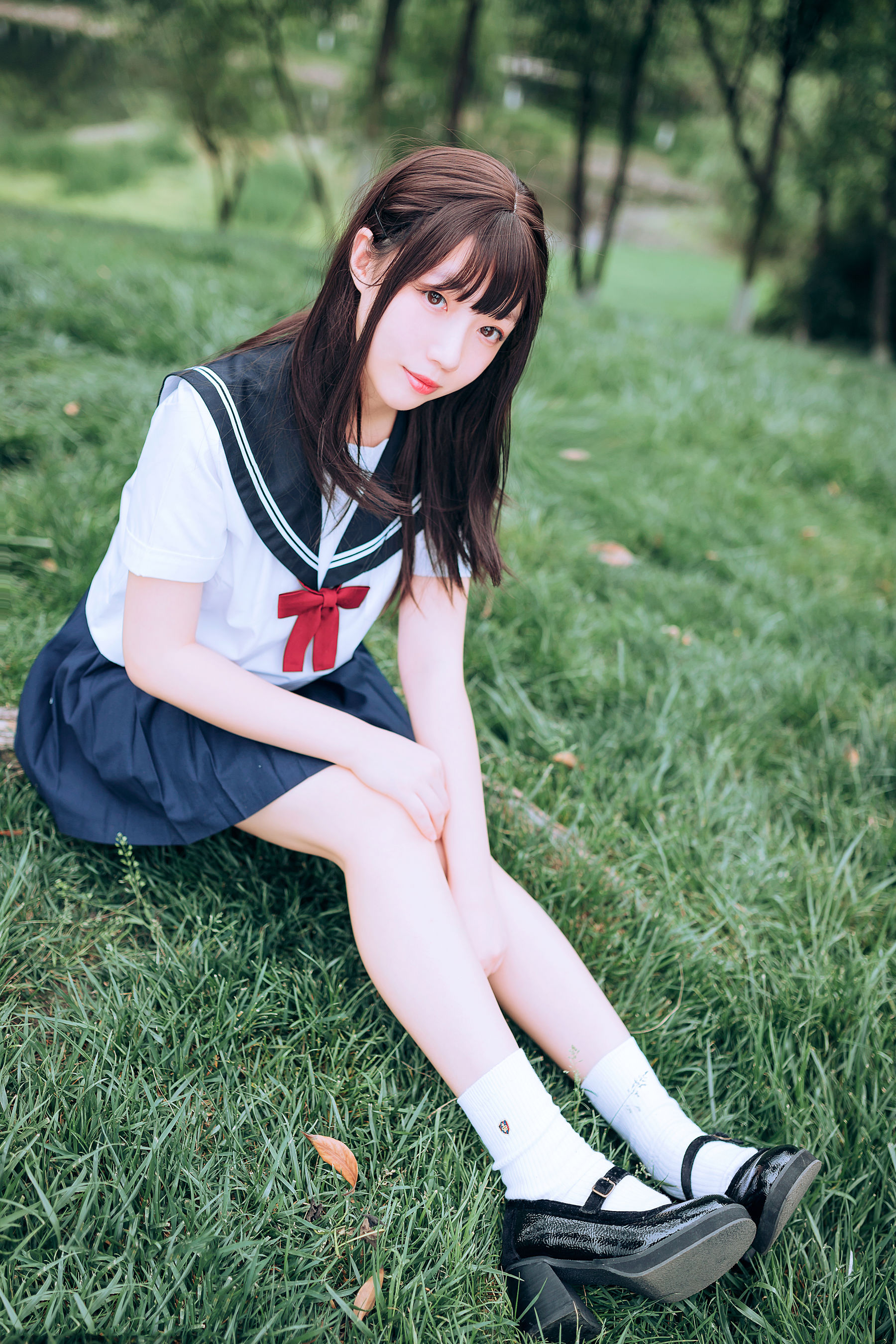 [喵糖映画] VOL.446 你的负卿 绿意JK 写真套图 第1张图