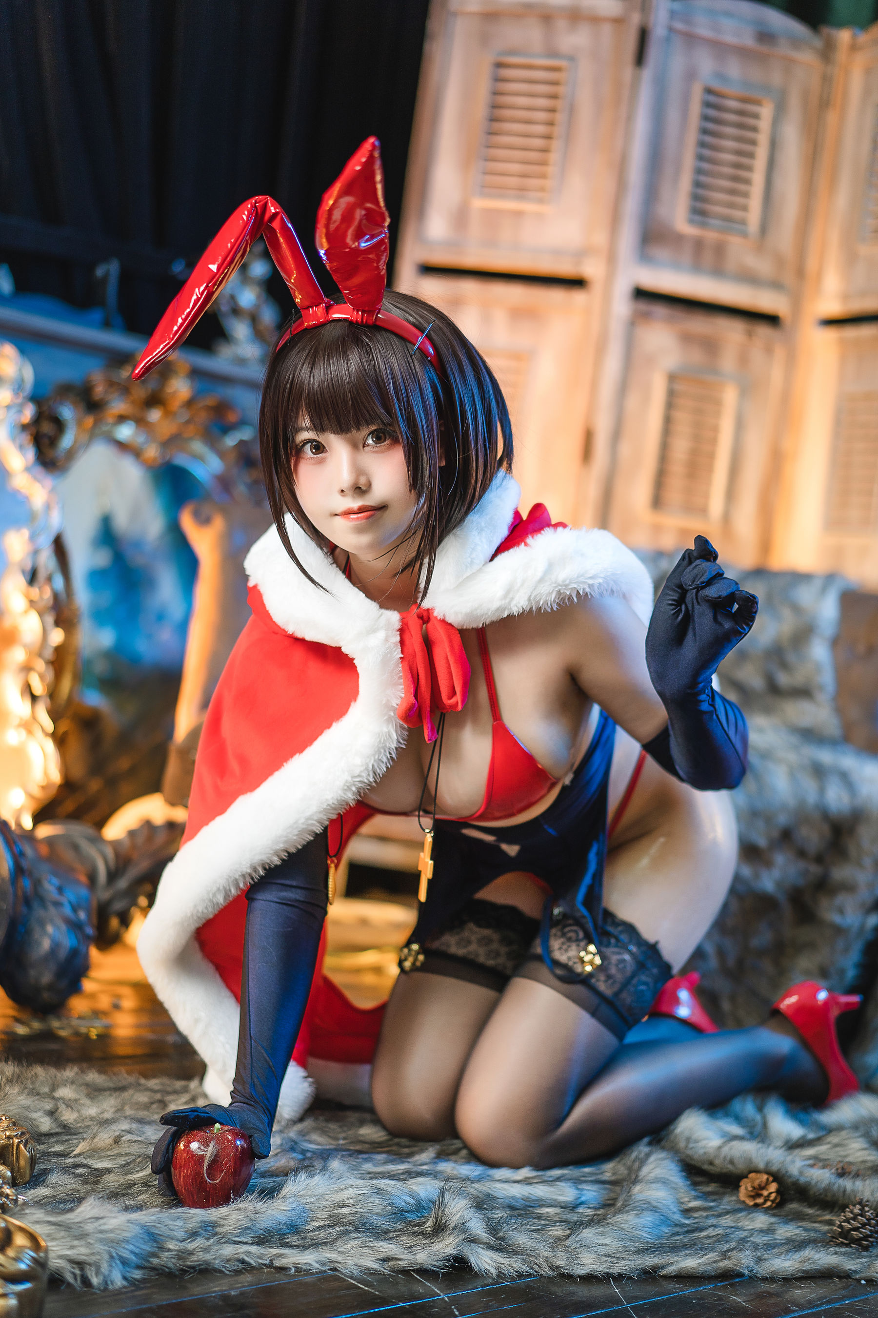 [网红COS] 萌系小姐姐蜜汁猫裘 - 魔太郎圣诞 第14张图