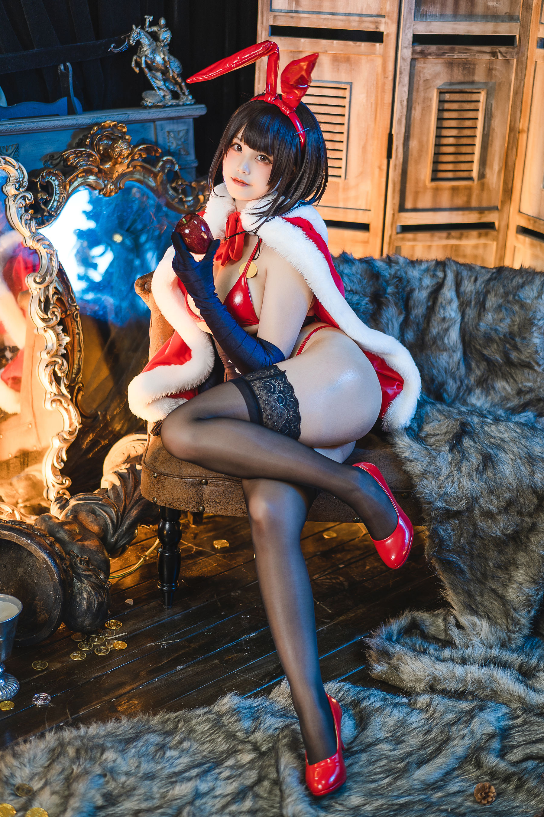 [网红COS] 萌系小姐姐蜜汁猫裘 - 魔太郎圣诞 第16张图