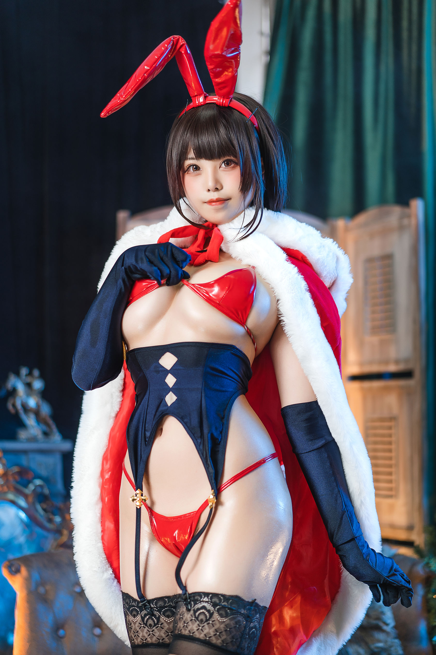 [网红COS] 萌系小姐姐蜜汁猫裘 - 魔太郎圣诞 第5张图