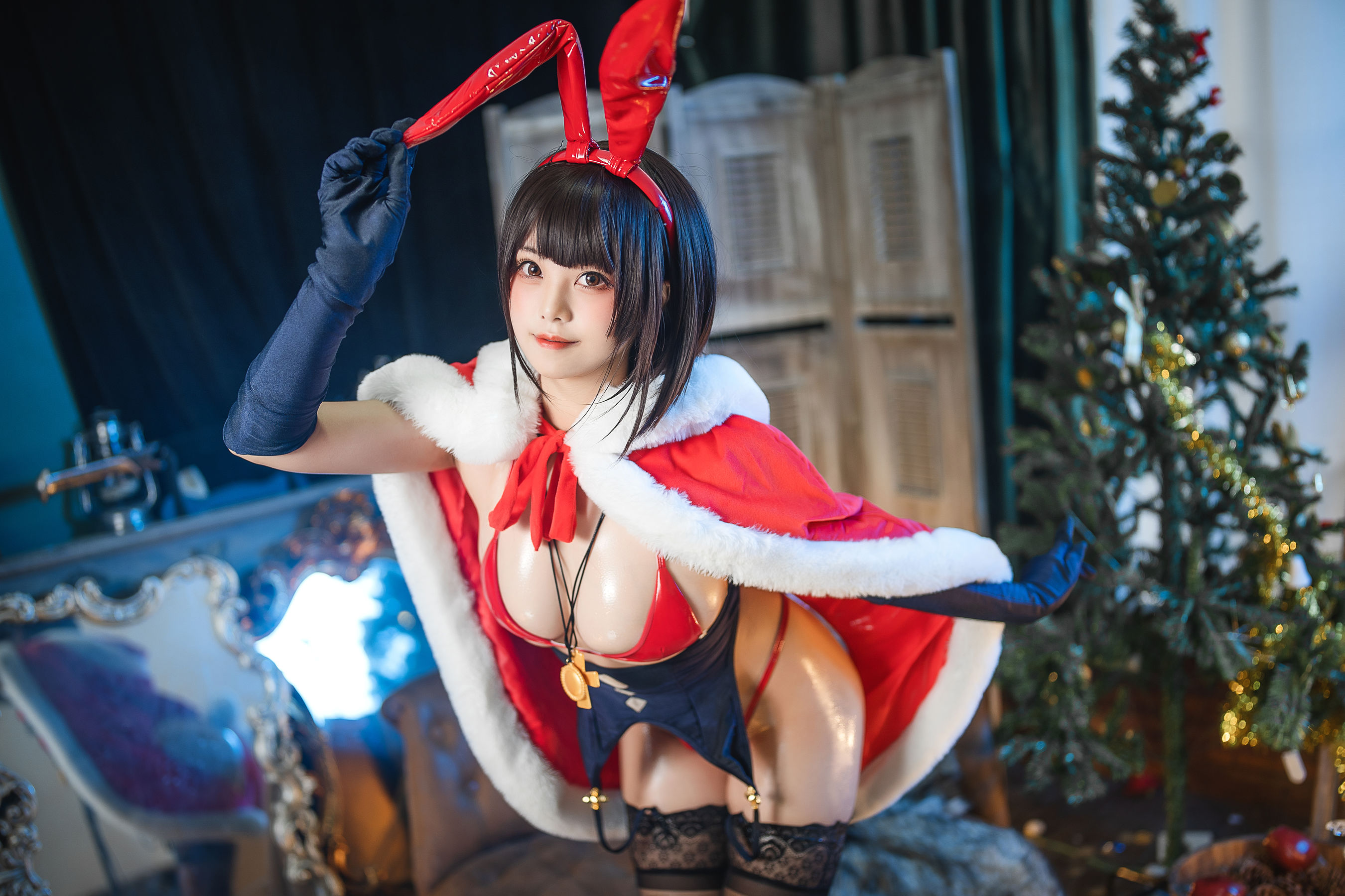 [网红COS] 萌系小姐姐蜜汁猫裘 - 魔太郎圣诞 第50张图