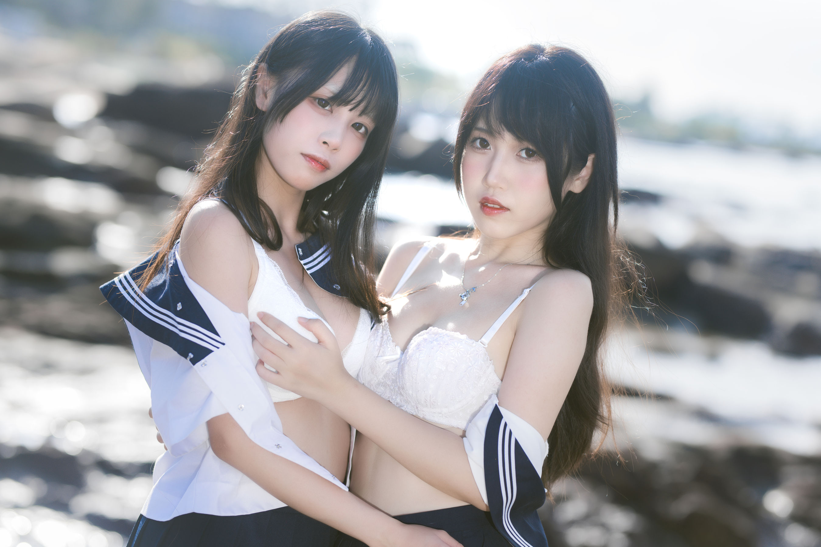 微博人气Coser 不呆猫&三無人型 - 水手服百合黑丝 第25张图