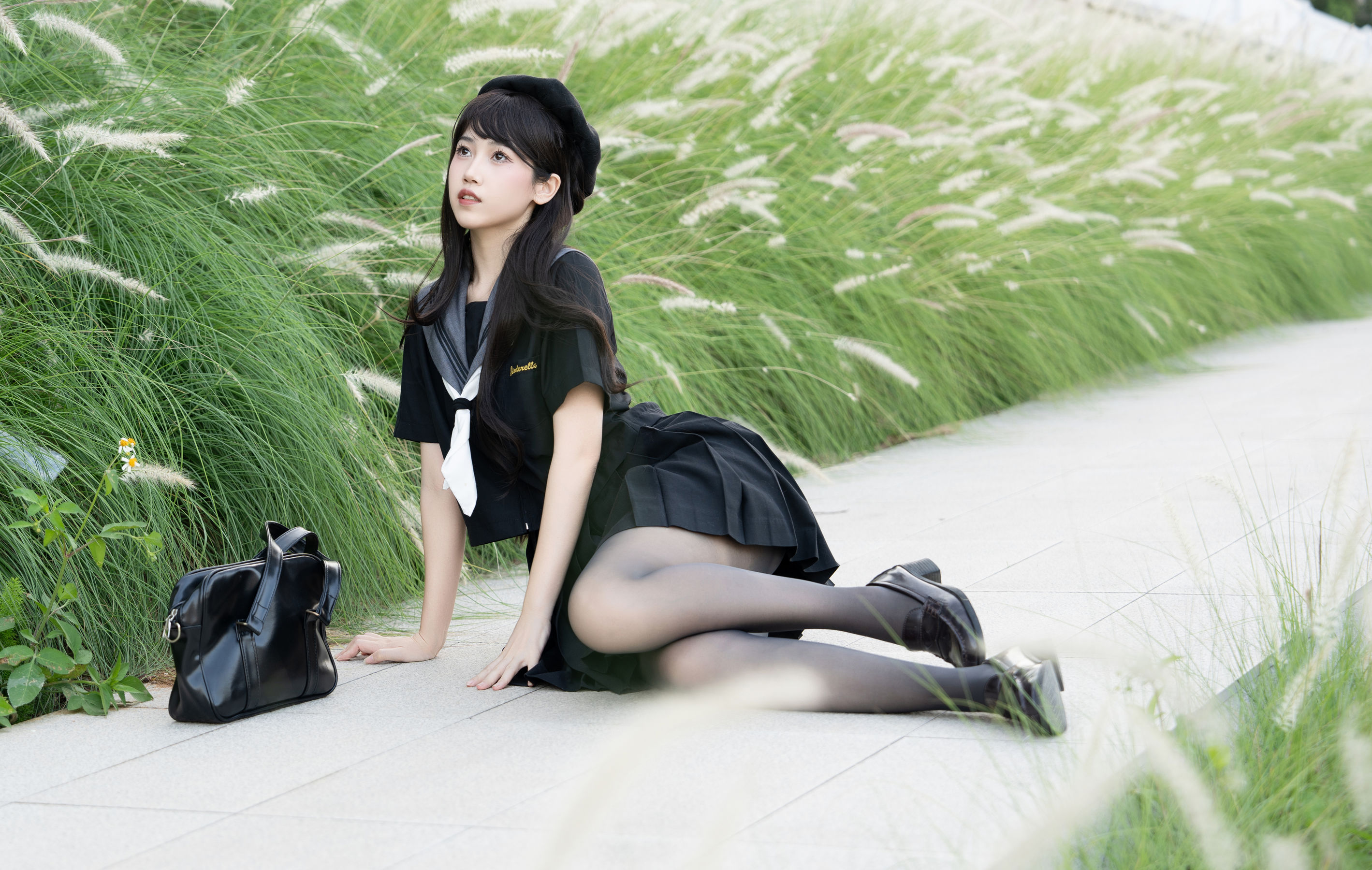 微博人气Coser 不呆猫 - 放课后野外JK 第32张图